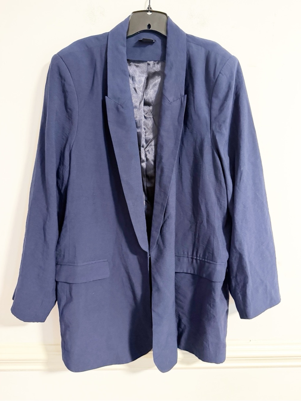 City Chic Navy Blue Blazer XXL Plus Size Longline Tuxedo Jacket